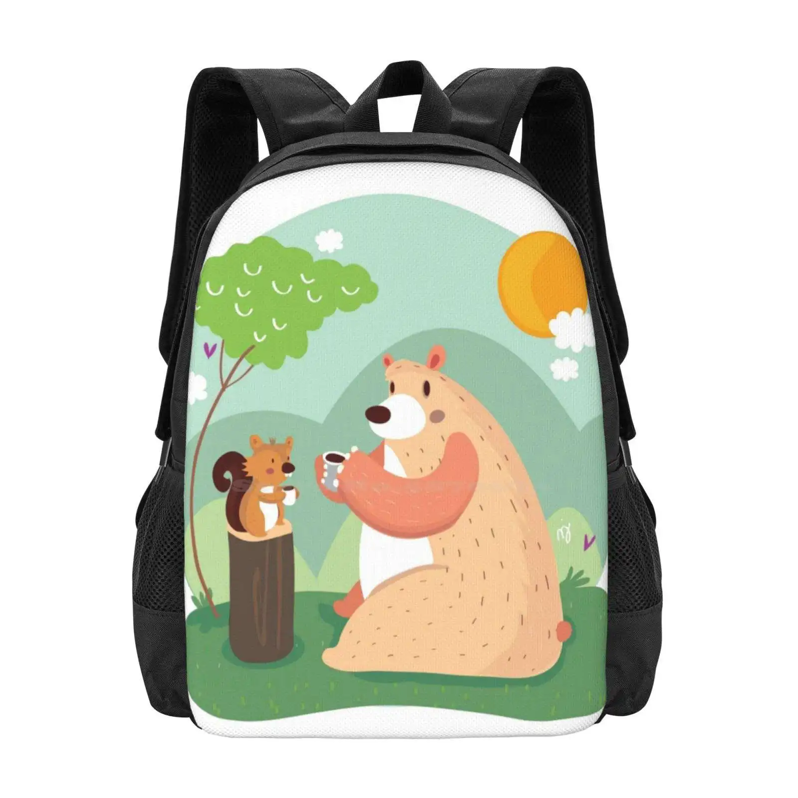 Tea Time Hot Sale Schoolbag Backpack Fashion Bags Squirrel Bear Cute Children Storybook Colorful Mjdaluz