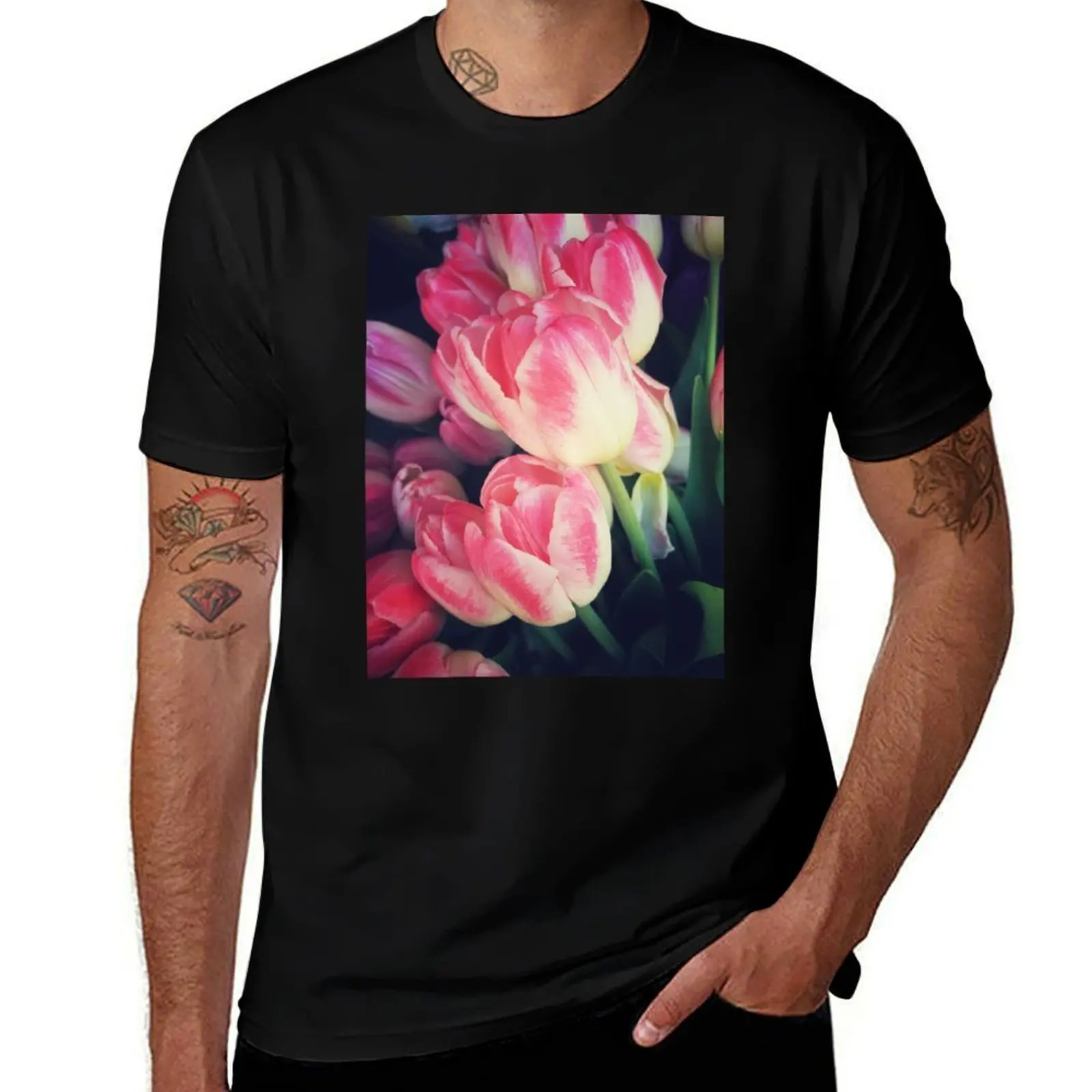 

Tulip Lovers - Dramatic Pink Tulips Art Photography T-Shirt g man t shirts for men t shirt man designer T-Shirt