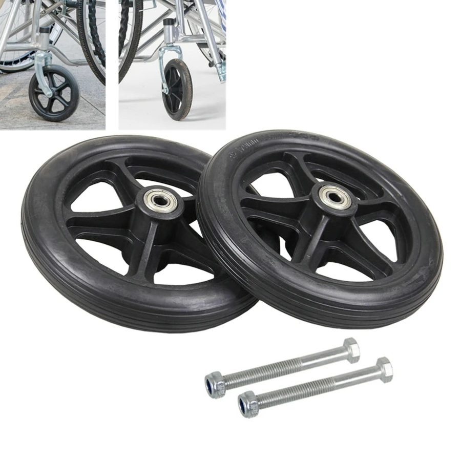 

2PCS 7 Inch Diameter 8MM Wheelchair Casters Small Cart Rollers Chair Wheelchair Front Wheel Wheelchair Casters Replace