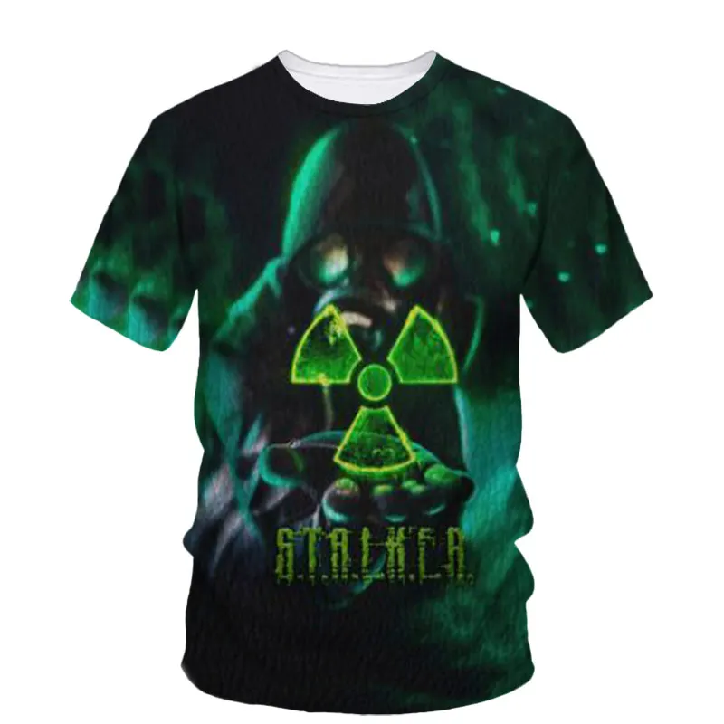 The Latest Best-Selling Biohazard Nuclear Radiation Waste Water Logo Pattern Men\'S T-Shirt Personality Danger Warning Clothing