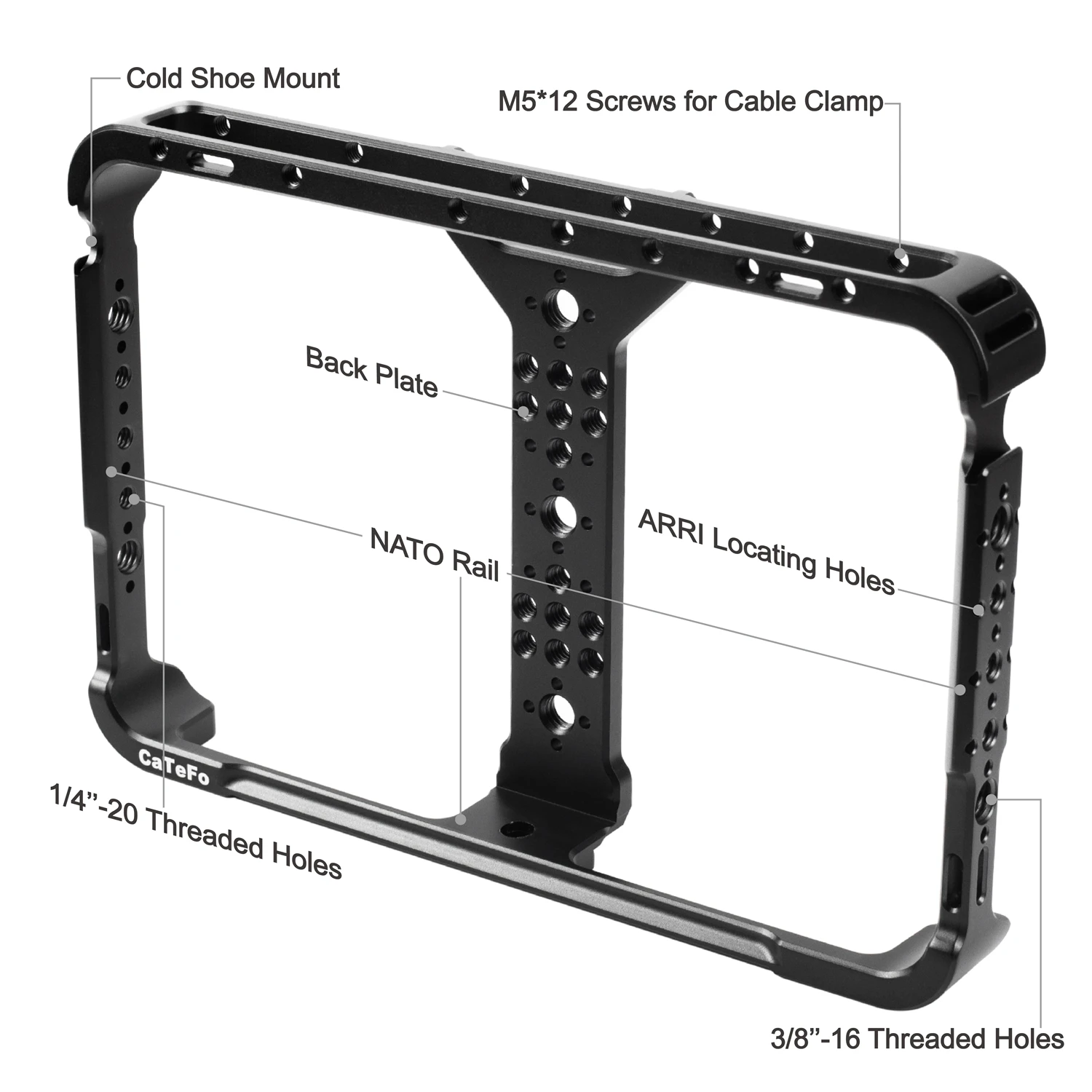 CaTeFo YL01 YoloLiv Cage Compatible with YoloBox Ultra Cage, Made in Aluminum Alloy with Built-in NATO Rail and Cold Shoe