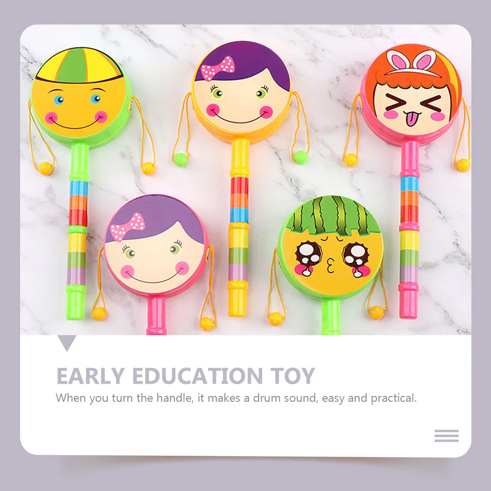 8 قطع من الطبول للتعليم المبكر، الهزازات المحمولة، أنماط كرتونية رائعة، هدية تطوير المهارات المعرفية