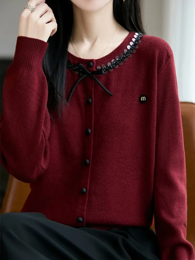 패셔너블한 니트 오픈 가디건 여성용 가을 아우터웨어 슬리 탑 아울렛 소프트 롱 슬리브 라운드 넥 따뜻한 코트