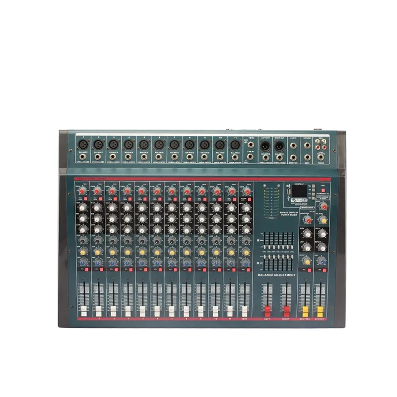 12 Channel professional sound audio power mixer usb interface controller mixer professional audio amplifier