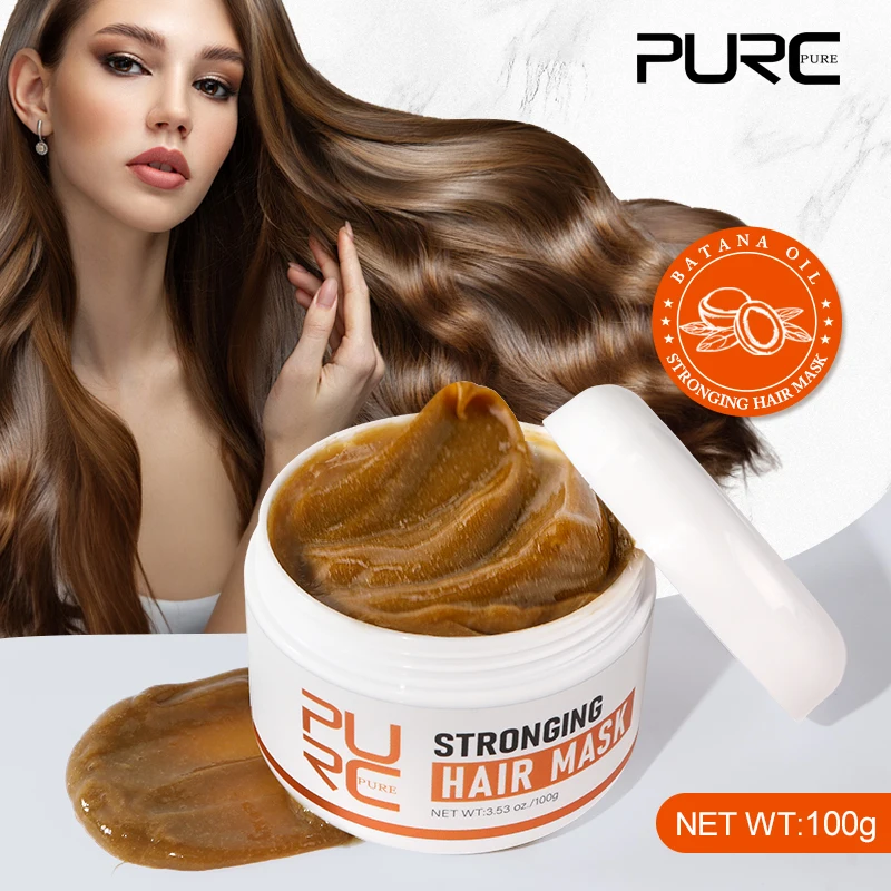 PURC Batana Oil Hair Mask Smoothing Straightening Keratin Hair Treatment Cream Repair Frizz Dry Damaged Hair Care Masks 100g