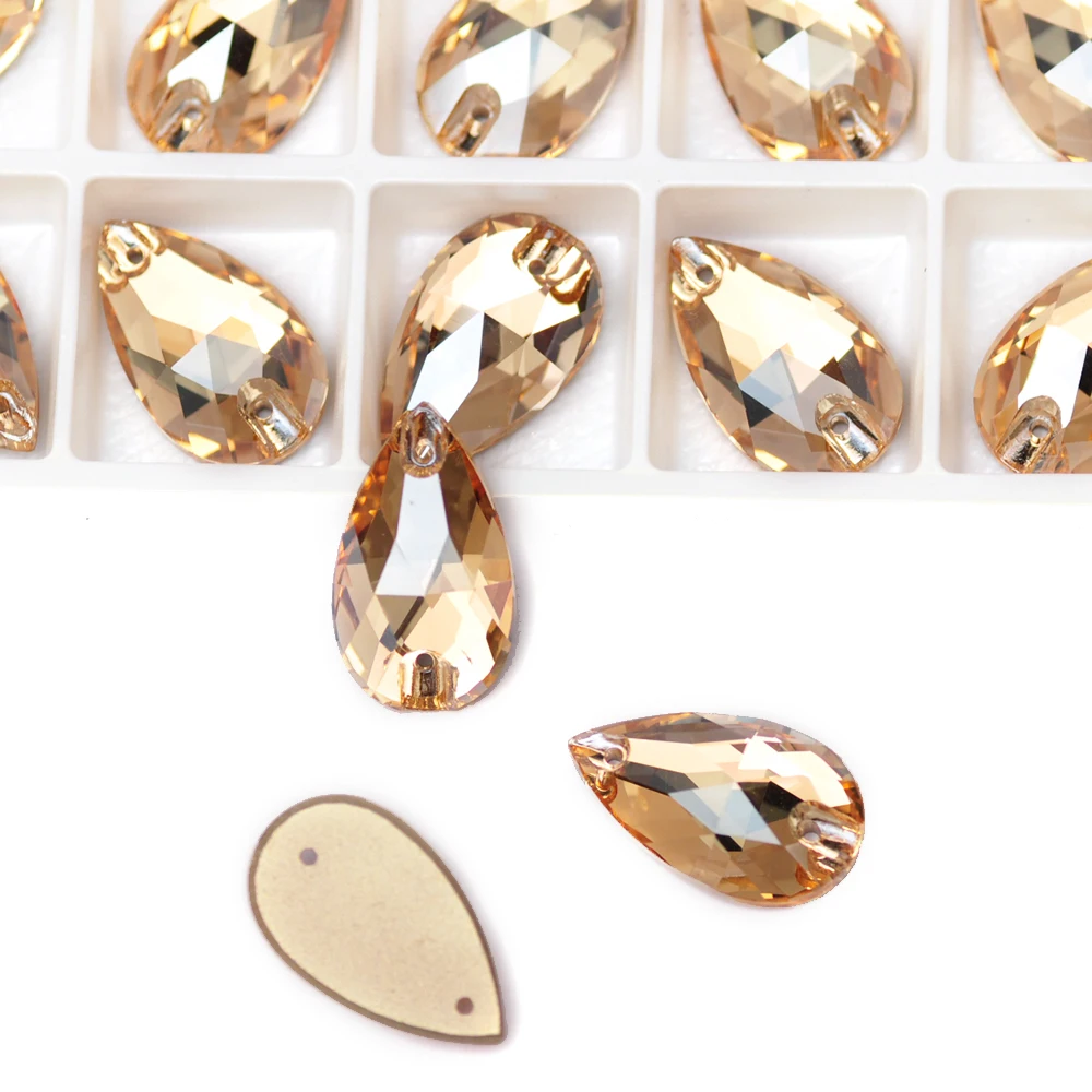 YANRUO Crystal Golden Shadow Sew On Crystal Flatback Glass Sewing Jewelry Needlework Diy Gems Applique Dance Dress