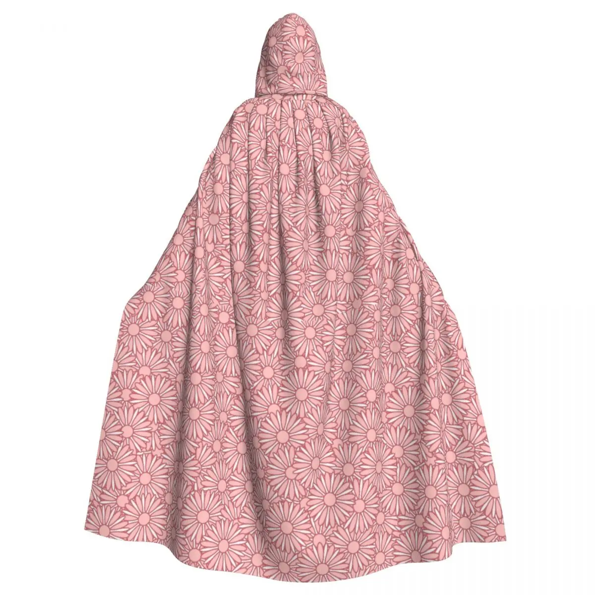 Pink Flora Flowers Witch Cloak Hooded Cosplay Costume Halloween Adult Long Party Cape