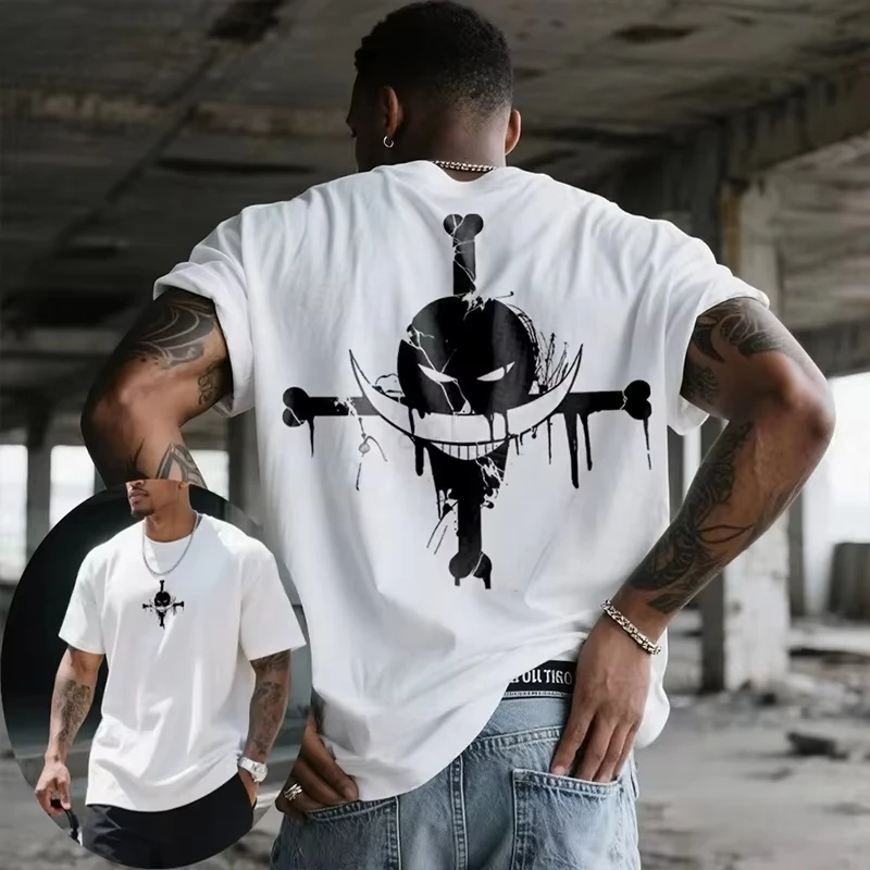 ONE PIECE Animation Derivatives White Beard Printed Short Sleeve T-Shirt Men's and Women's 2025 Summer Fashion Casual Cotton Top