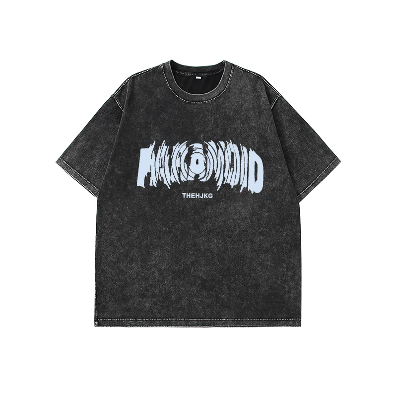 

retro t-shirt washed couple t-shirt men's and women's clothing summer tops fashionable breathable loose tops