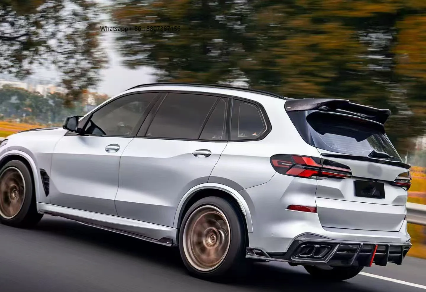 

New 24 for X5 G05 Front Carbon Fiber Bumper Universal Fitment Retrofit/Upgrade Kit Exhaust Cutouts Bolt-On Installation