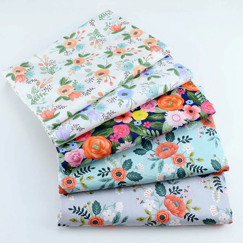 

160x50cm Pastoral Flower Twill Cotton Print sewing Fabric Making Bedding Dressing Cloth