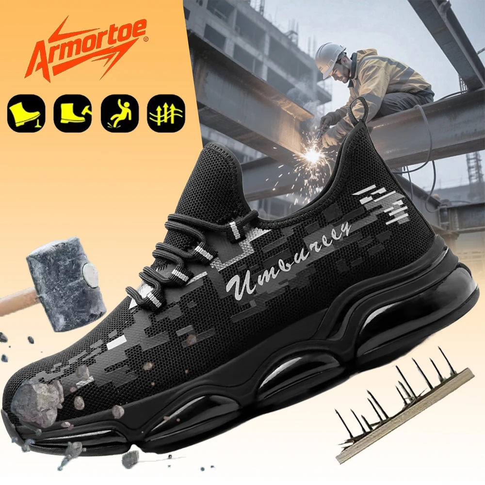 

ArmorToe Four Seasons Section Steel Head Anti-smash Anti-stabbing Safety Shoes Wear-resistant Non-slip Work Shoes #Armor2687