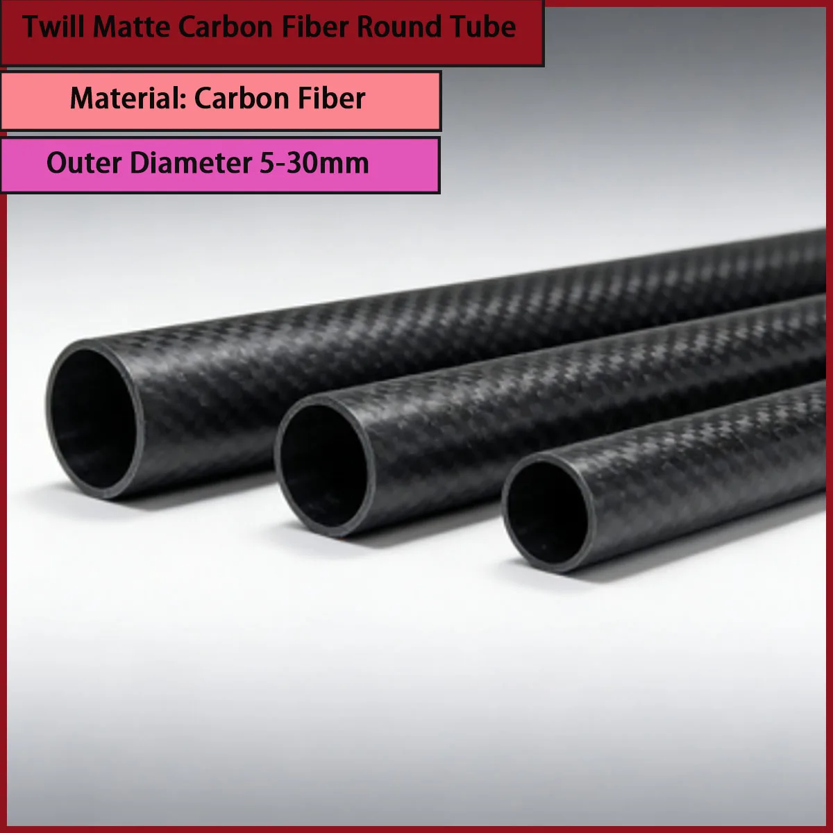 

Круглая трубка из углеродного волокна с матовой поверхностью, внешний диаметр 5-30 мм, подходит для держателей для дронов, легких промышленных кронштейнов и т.д.