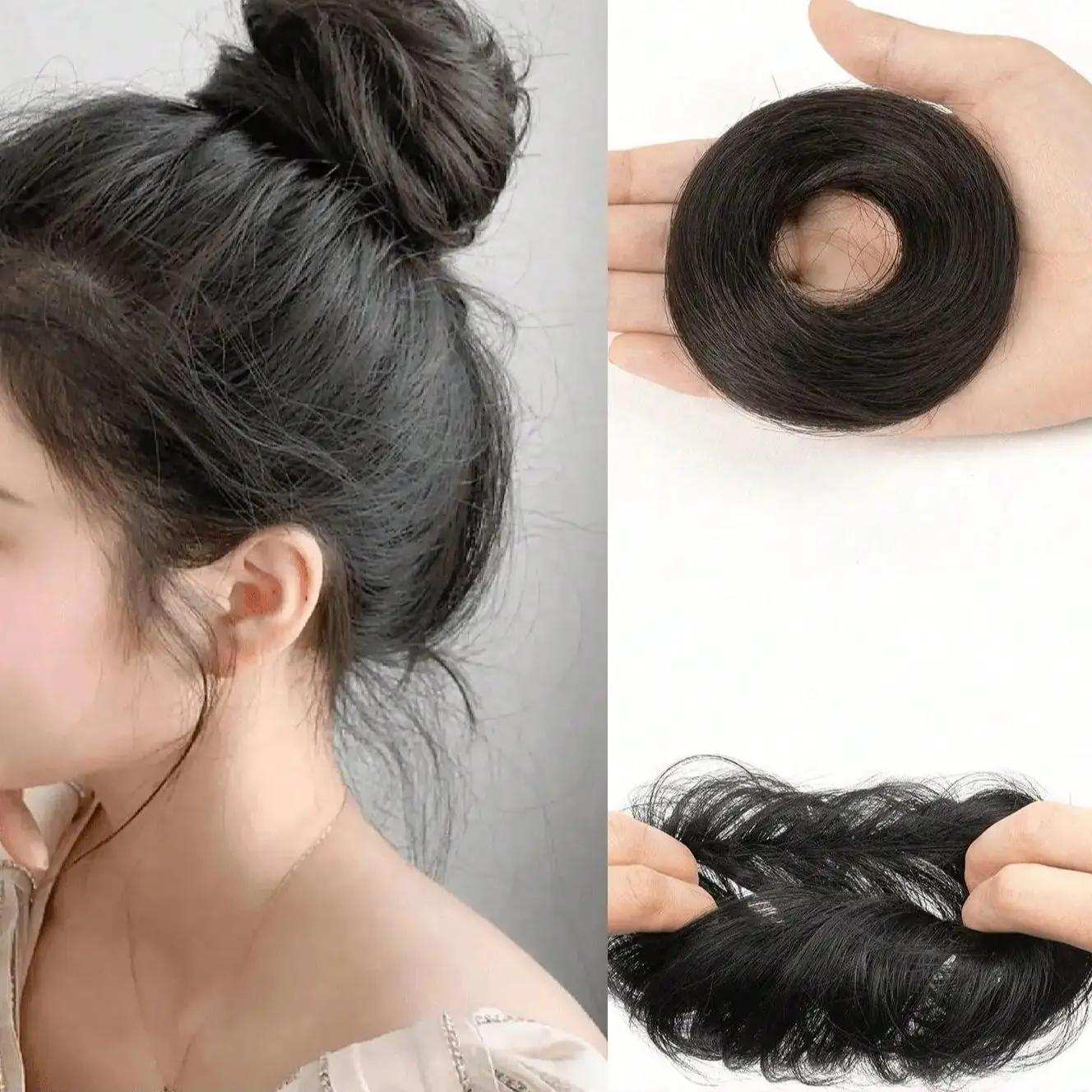 

Накладной пучок для волос из натуральных волос, волнистый, для причесок-пучков, элегантный шиньон с резинкой для волос