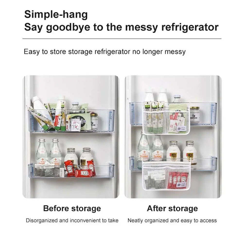 Convenient Hanging Compartment Classification Freezer Household Refrigerator Storage Bag Mesh Bag Fridge Organizer