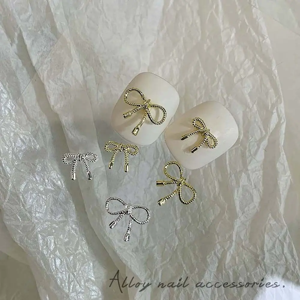 Strass arte do prego para mulheres, ouro e prata, 3D, brocas, laço, flores, decoração, jóias, japonesas, arco