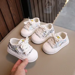 Children Elegant Sneakers for Girls 2024 Spring Autumn Fashion Korean Style Comfortable Soft Cute Cartoon Sequins Casual Shoes