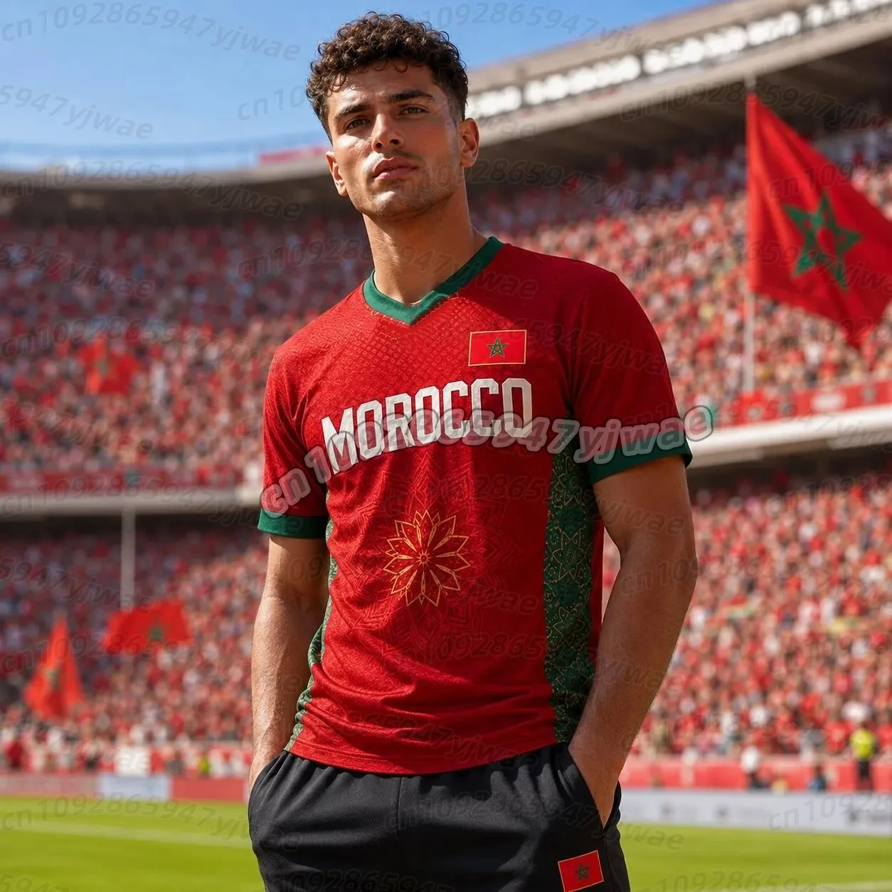 2026 Morocco Flag 3D Print T-shirt Summer Outdoor Sports Quick Dry Breathable Football fans Jersey Men Women Street  men t-shirt