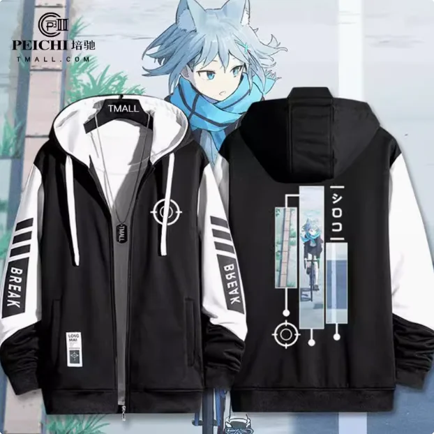 

Anime Blue Archive Sunaokami Shiroko Hooded Hoodie Cosplay Autumn Winter Men Women Coat Loose Jacket Tops