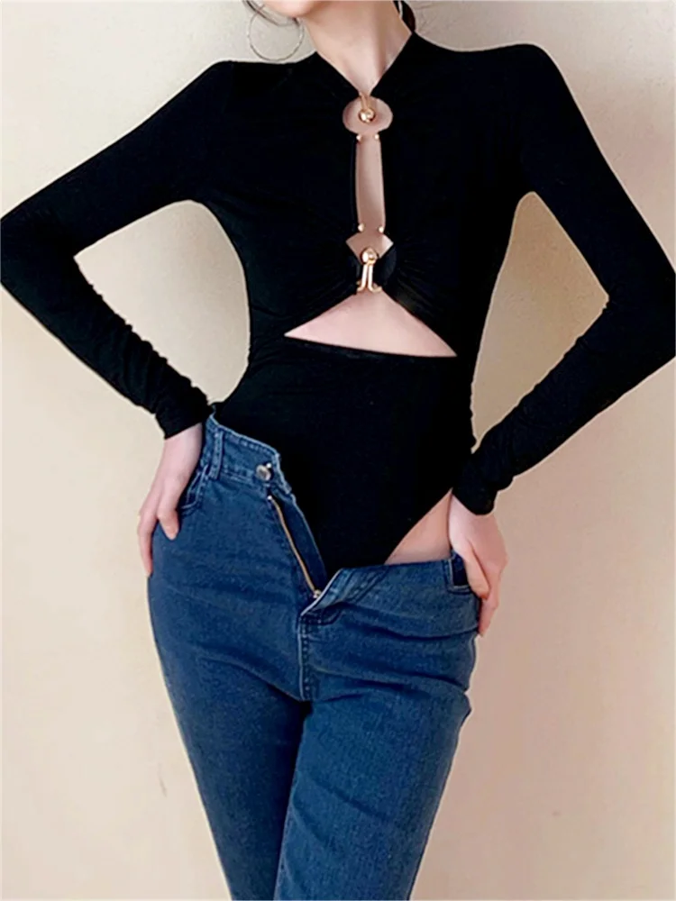 ملابس داخلية نسائية ، ملابس داخلية بأكمام طويلة ، رقبة وهمية ، مشبك ، قمصان نسائية ، ملابس مثيرة كلاسيكية ، أزياء الصيف والخريف #1