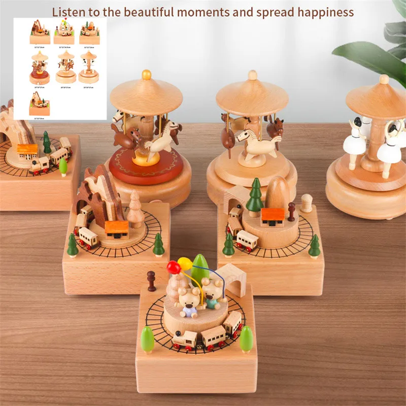 1 stück Elegante Personalisierte Holz Spieluhr Baby Dusche Geschenk Geburtstag Handkurbel Spieluhr Für Kinder Spielzeug Hause Dekoration