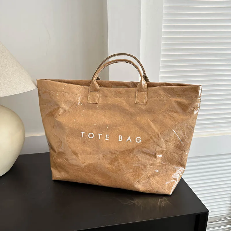 Sacola de papel vintage para mulheres, bolsa de viagem estilo novo com grande capacidade, bolsa de compras moderna