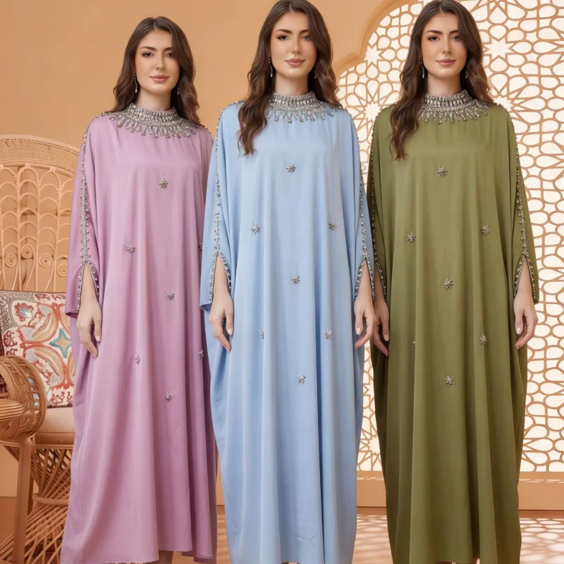 

Abaya Dress Women Eid Muslim Dubai Kaftan Party Dresses Jalabiya Vestidos Diamonds Abayas Ramadan Morocco Islam Long Robe 2026