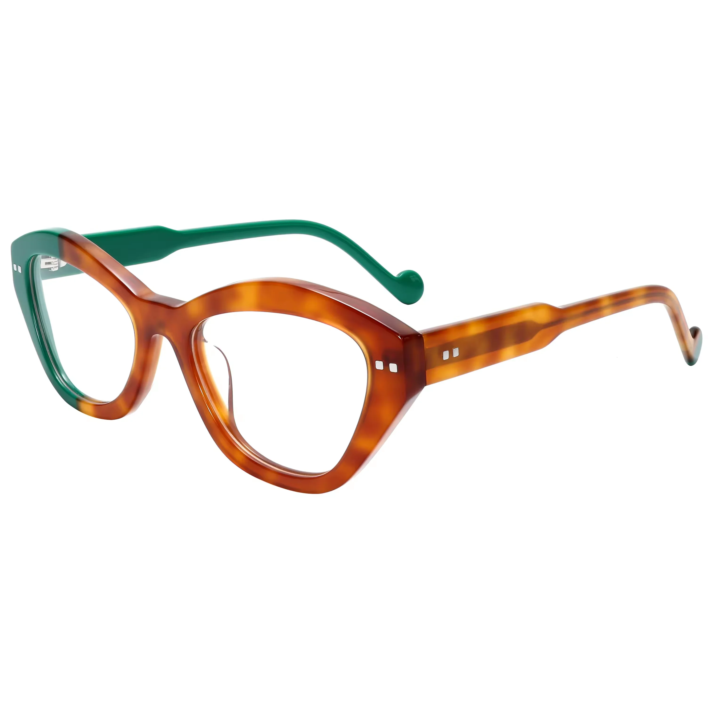 

VZONE Laminated Tortoise Acetate Cat Eye Glasses Vintage Rivet Optical Frames Fashion Designer Eyewear Spectacles