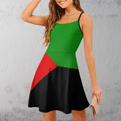 Martinique in Red Green And Black Women's Sling Dress Casual Graphic Sexy Woman's Dress Casual Cocktails Suspender Dress