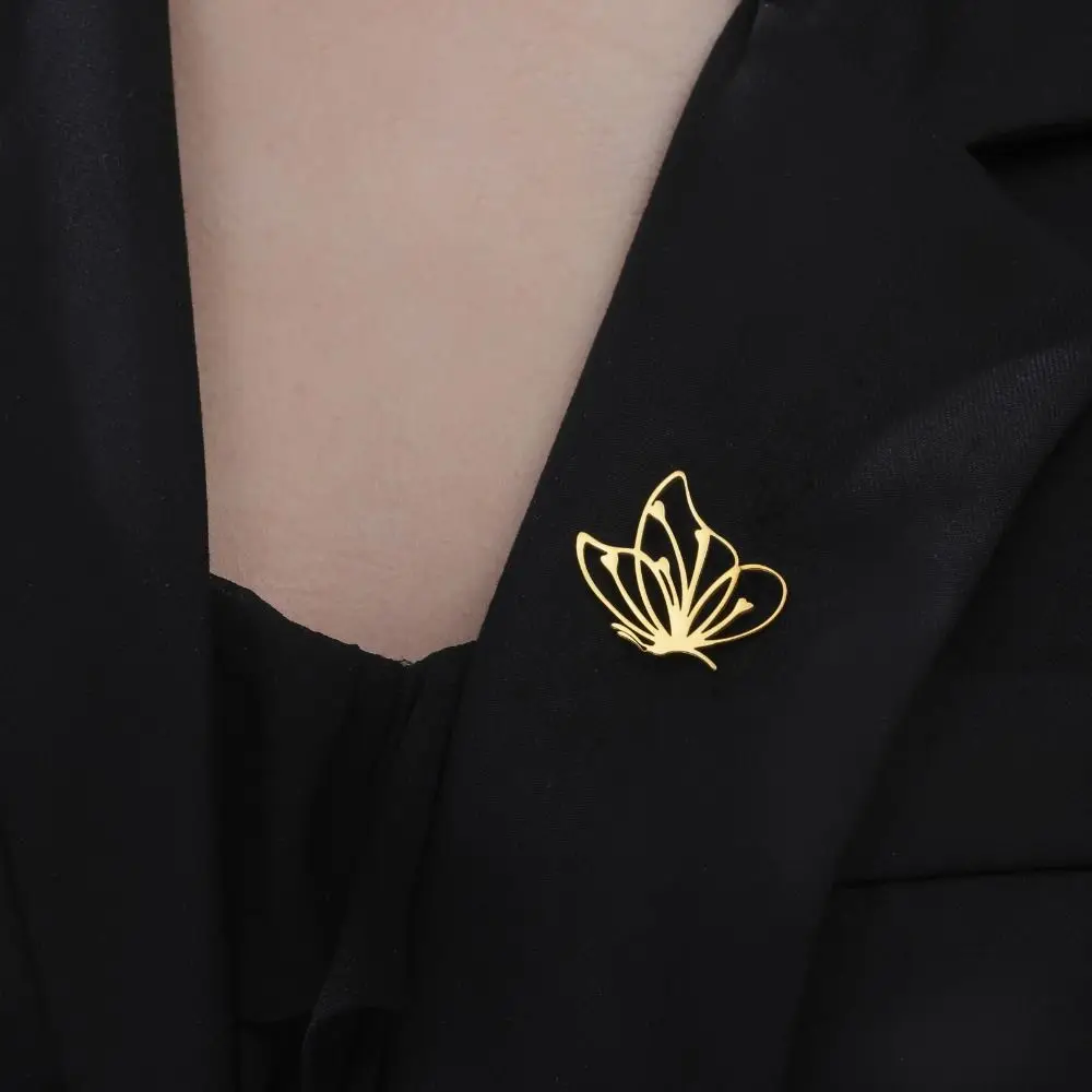 Elegant Stainless Steel Brooches Butterfly Rose Wheat Ears Frangipani Jewelry Accessory Metal Pins Lapel Pins Gift view 4