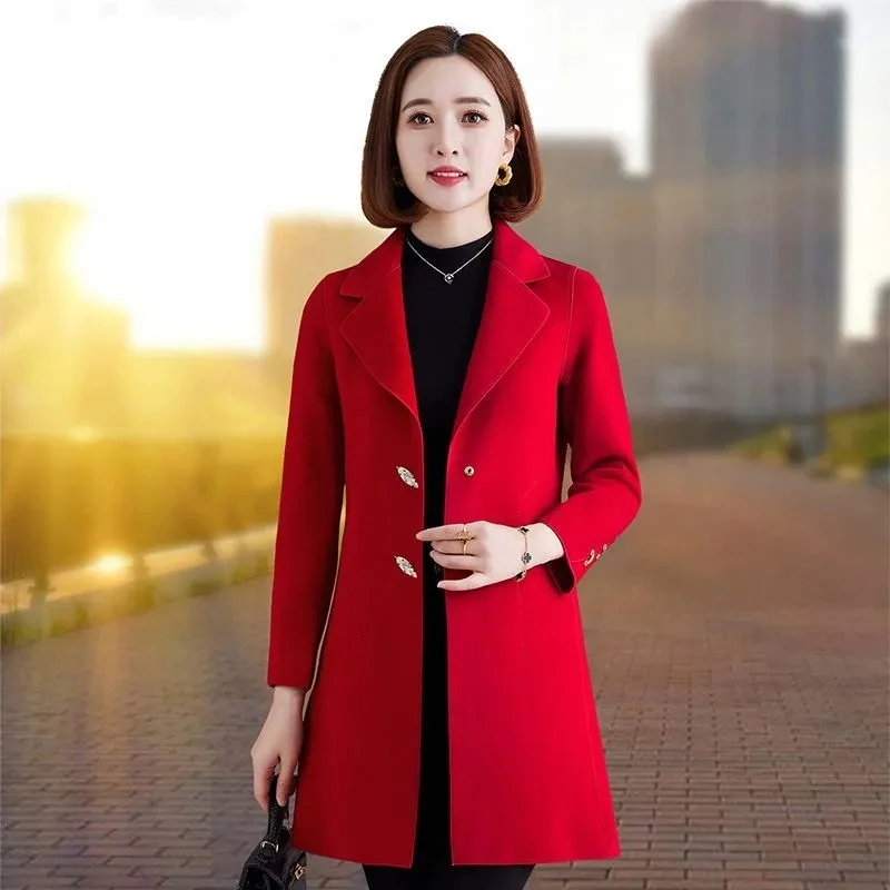 Woolen Coat Women's Long 2024 Autumn And Winter Fashion Mother High-end Western-style Double-sided Cashmere Woolen Suit CoatTide