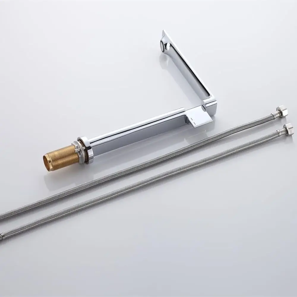 Chrome Single Handle Tall Spout Mixer Faucet for One Hole Vessel Basin Sink Bowl Vanity Lavatory