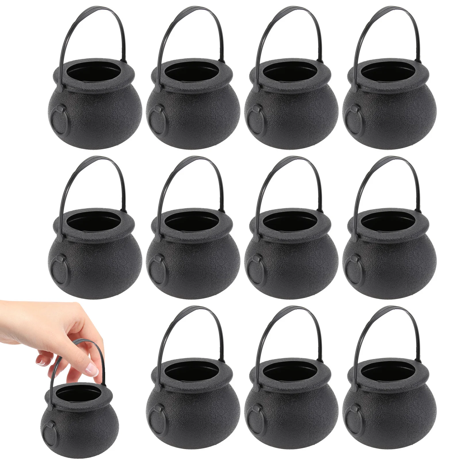 

SEWACC 12 Pcs Halloween Witch Decor Black Cauldron Kids Witches Candy Bowl Party Table Prop Punch Container
