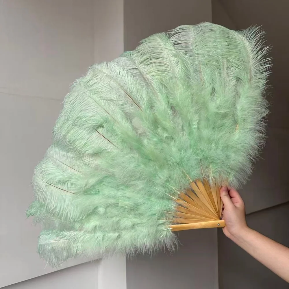 Large Ostrich Feather Fan 100cm Fluffy Handheld Folding Fan for Carnival Burlesque Dance Wedding Party Photo Shoot Decor Props