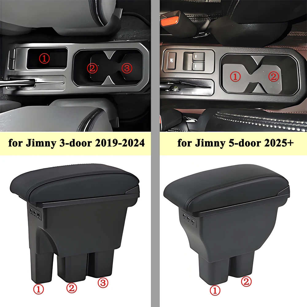Center Console Cup Holder Mount Armrest Box for Suzuki Jimny JB64 JB74 2019-2025 Storage Organizer Interior Modified Accessories
