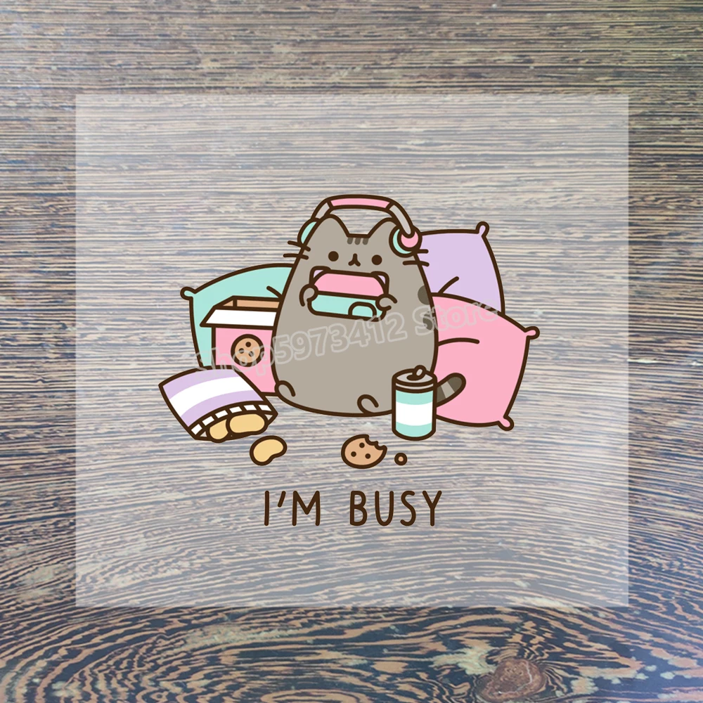 Pusheen Patches for T Shirt Clothing Iron on Transfer Cartoon Anime Heat Transfer Stickers Cats Figure Cute Decoration Gift