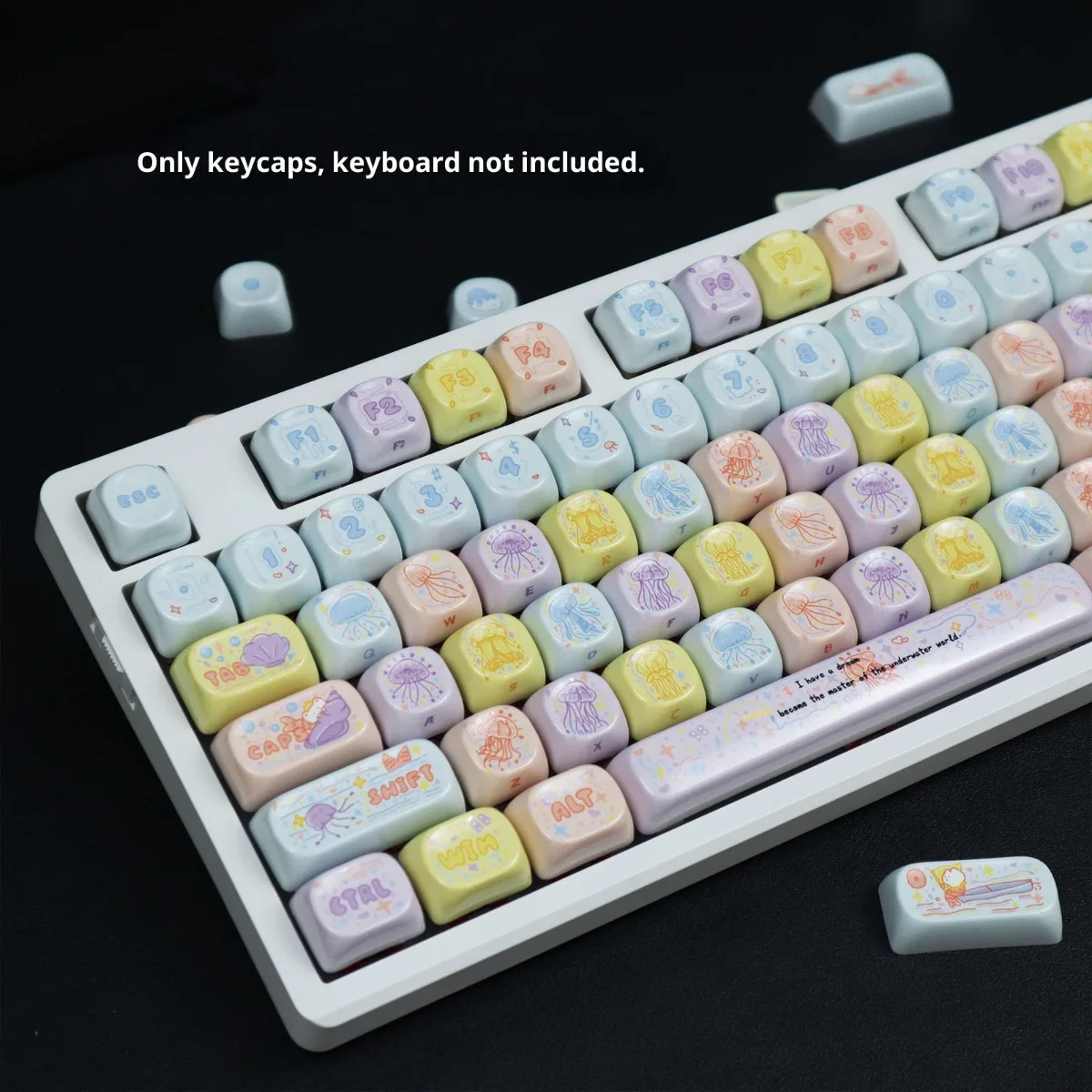 

Jellyfish Cute Keycap 134 Keys MOA Height DIY Game Keycaps For MX Switch Mechanical Keyboard Office Gaming Accessories