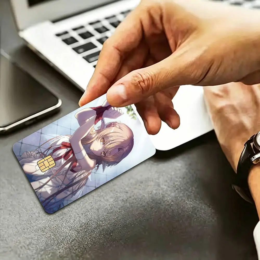 Asuna Yuuki Sword Art Online  HD Waterproof Credit Card Stickers Silicone Decals For Chip Game Cards Gift view 4