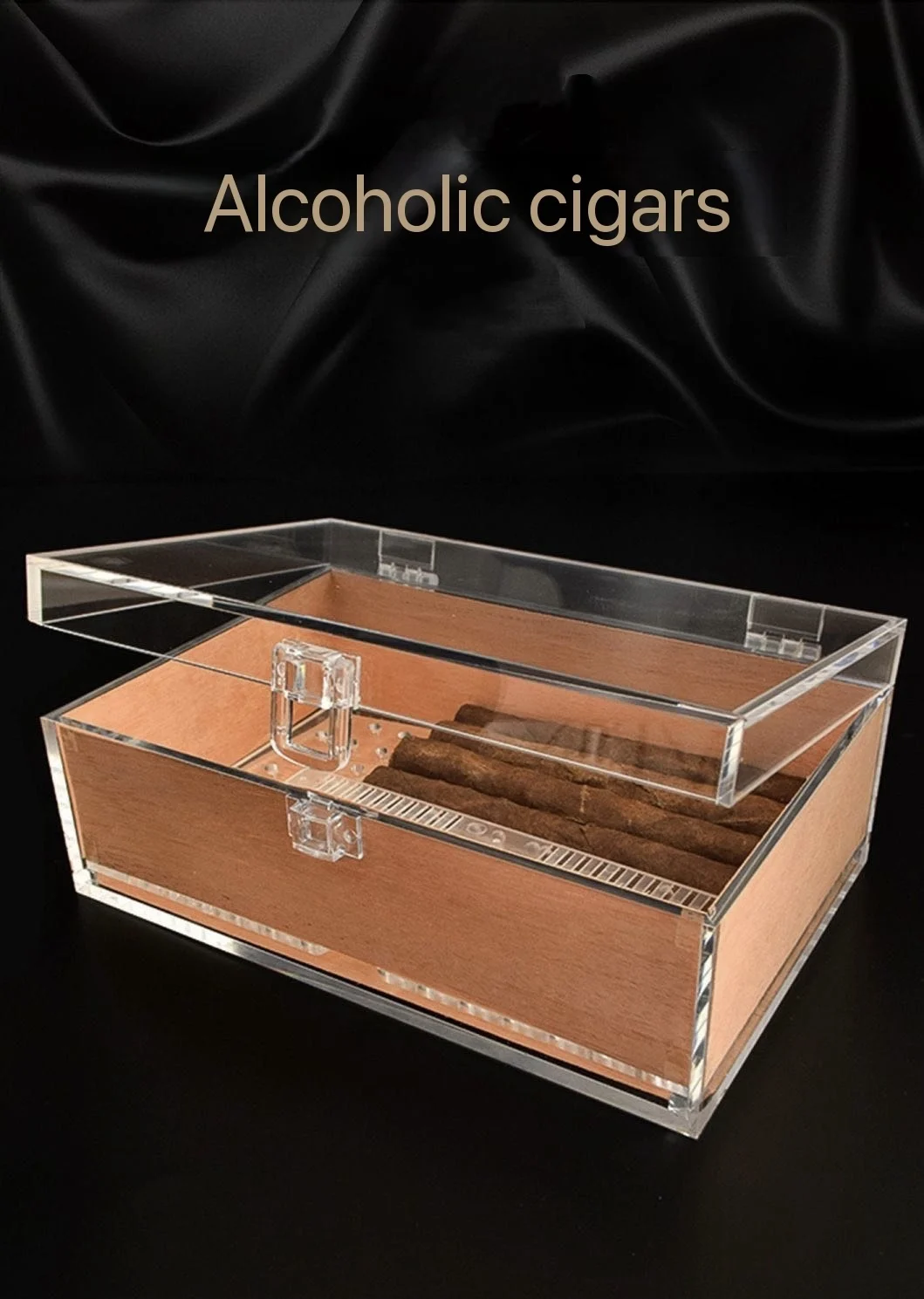 Cedarwood Unvarnished Wood Cigar Box, Large Capacity Transparent Visible Moisture-Retaining Cigar Box.