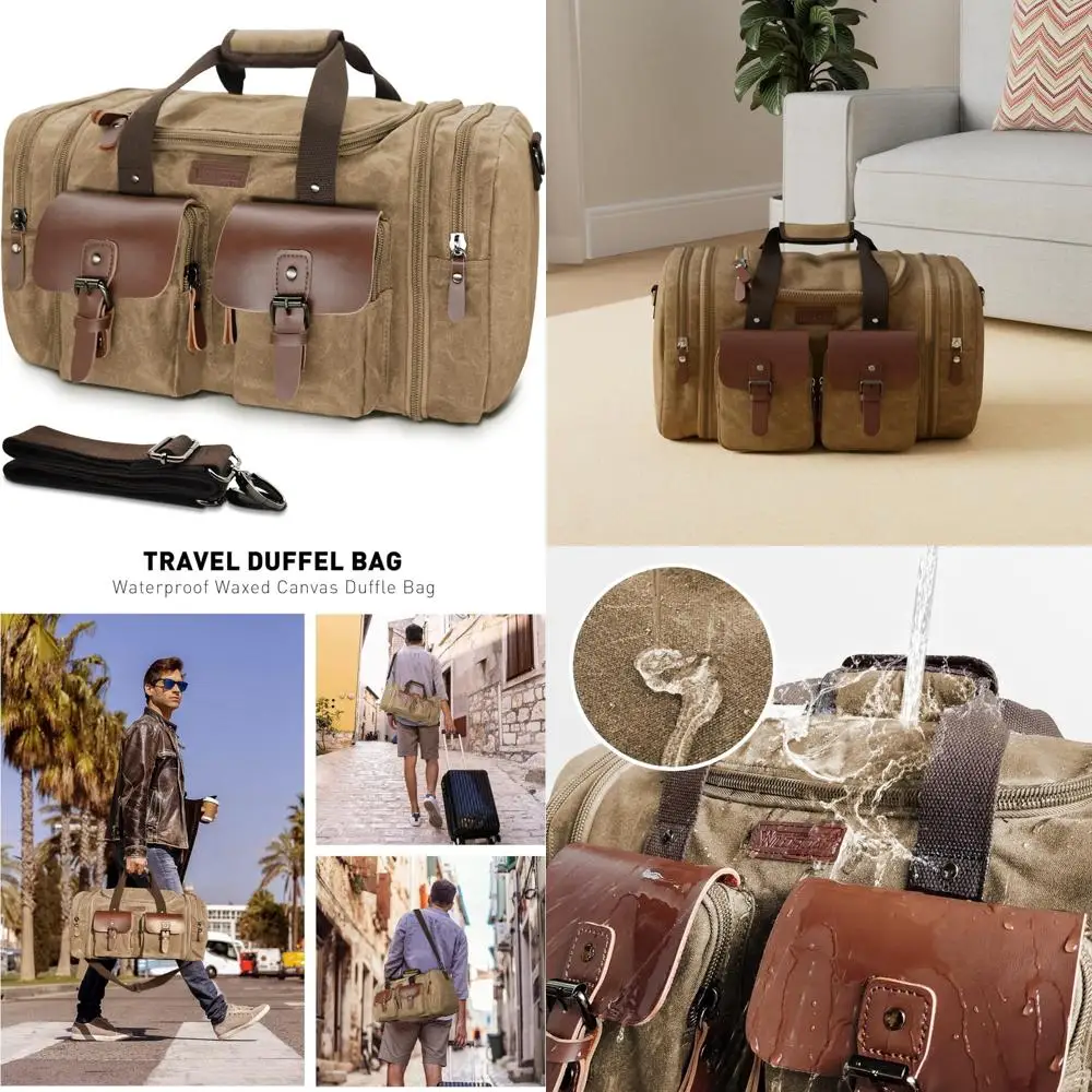 حقيبة قماشية مقاومة للماء سعة 60 لترًا - حقيبة سفر ليلية بسعة كبيرة في عطلة نهاية الأسبوع للمغامرة الخارجية