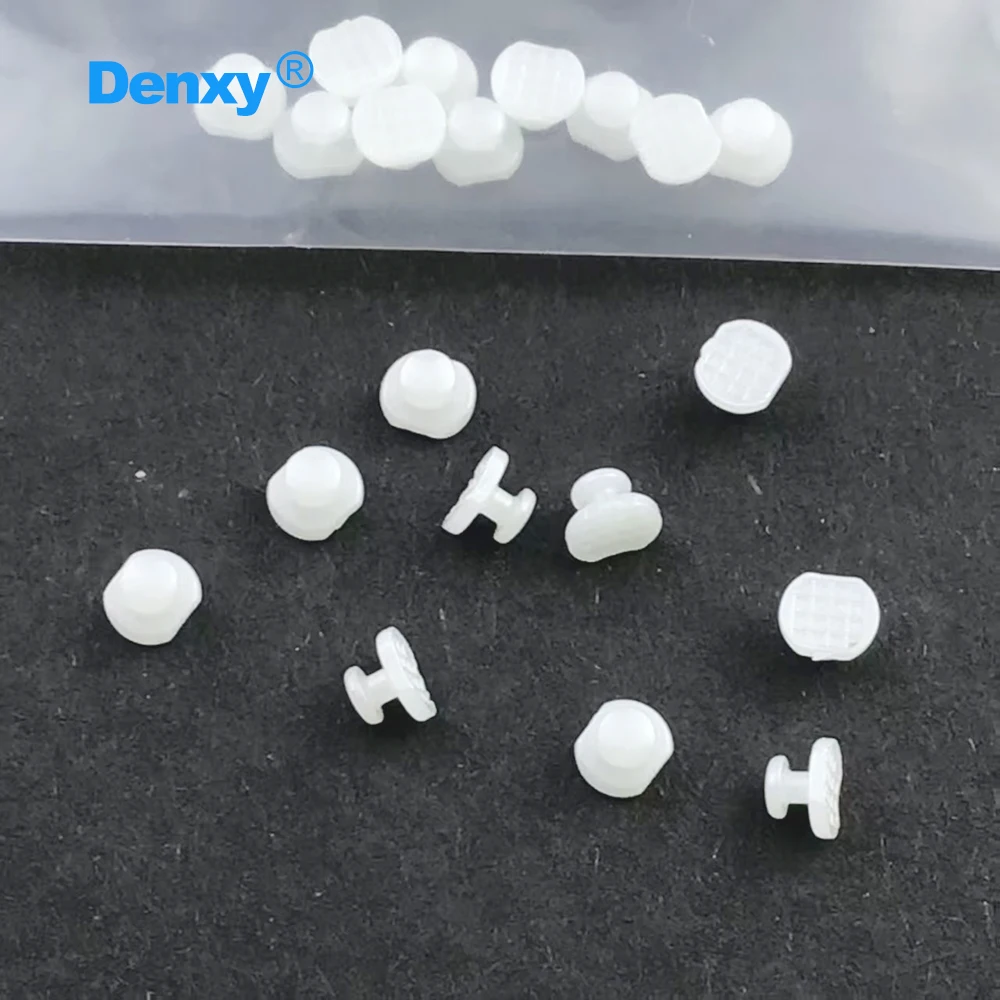 DENXY 20 Stück orthodontische Keramik-Lingualknöpfe, weiße rechteckige Knöpfe, klebbare Anwendungen, Dentalmaterialien – Detail 4