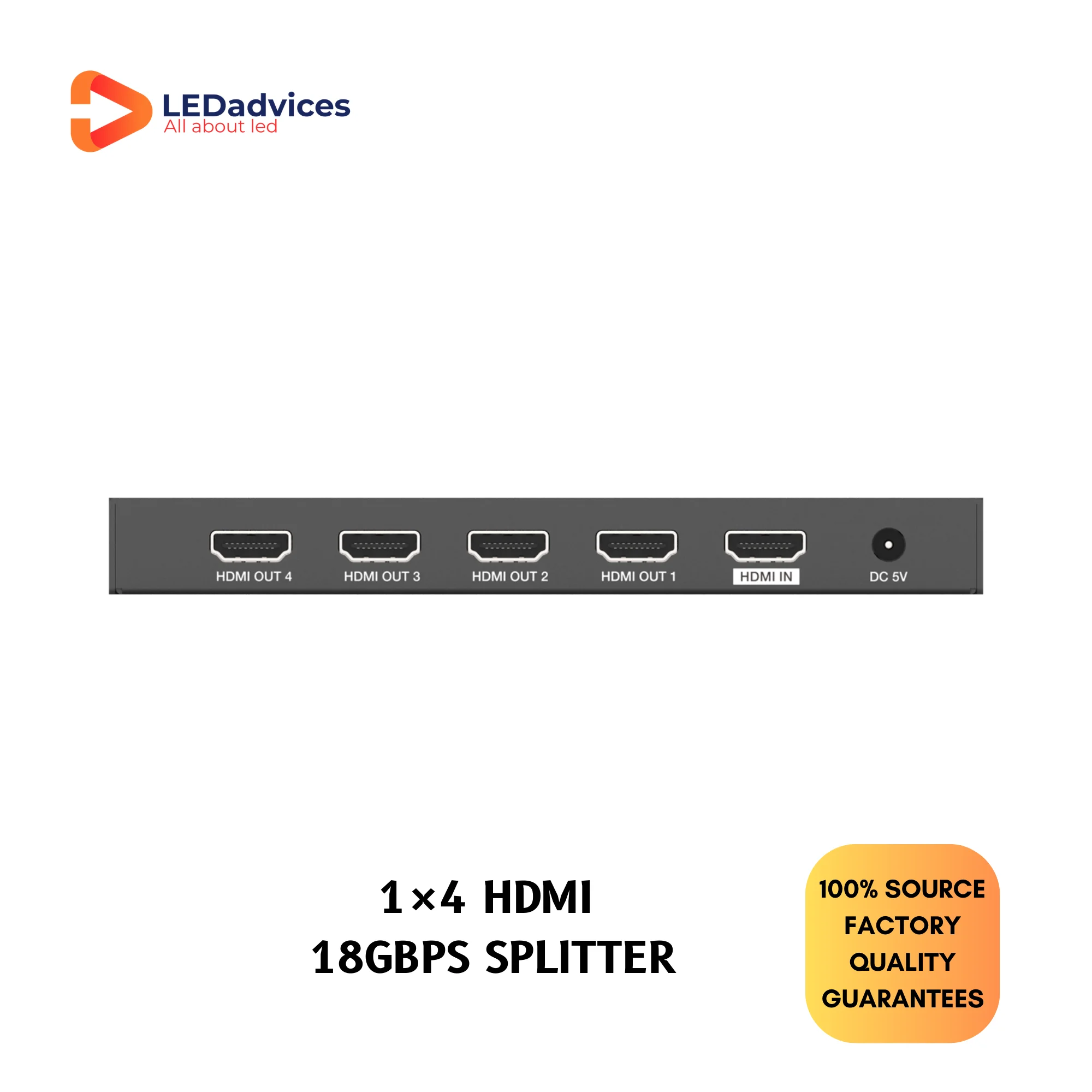 18Gbps Lossless 4K60 HDMI 1x4 Splitter With 4K To 1080P Video Scaling Function and Audio Extract Available To Connect 4 Displays