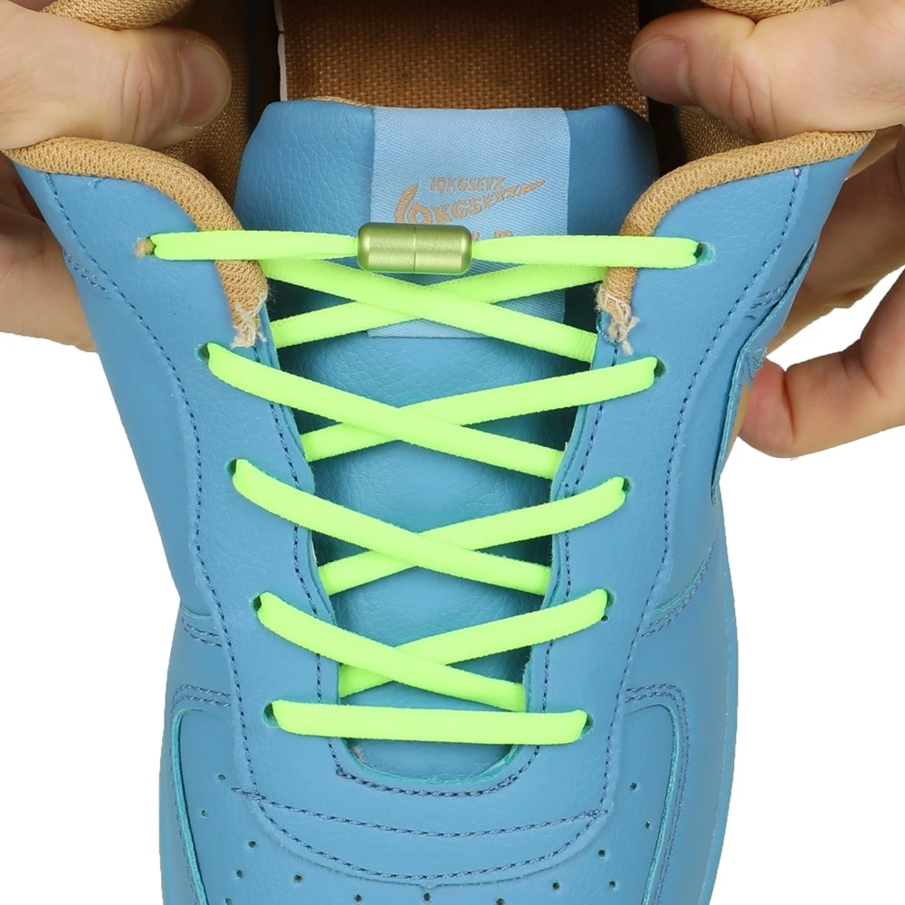 1 Pair Elastic laces Sneakers Metal Buckle Fixed Shoe Laces Round Colorful Options for Kids and Adult Shoelace Quick Lazy Laces
