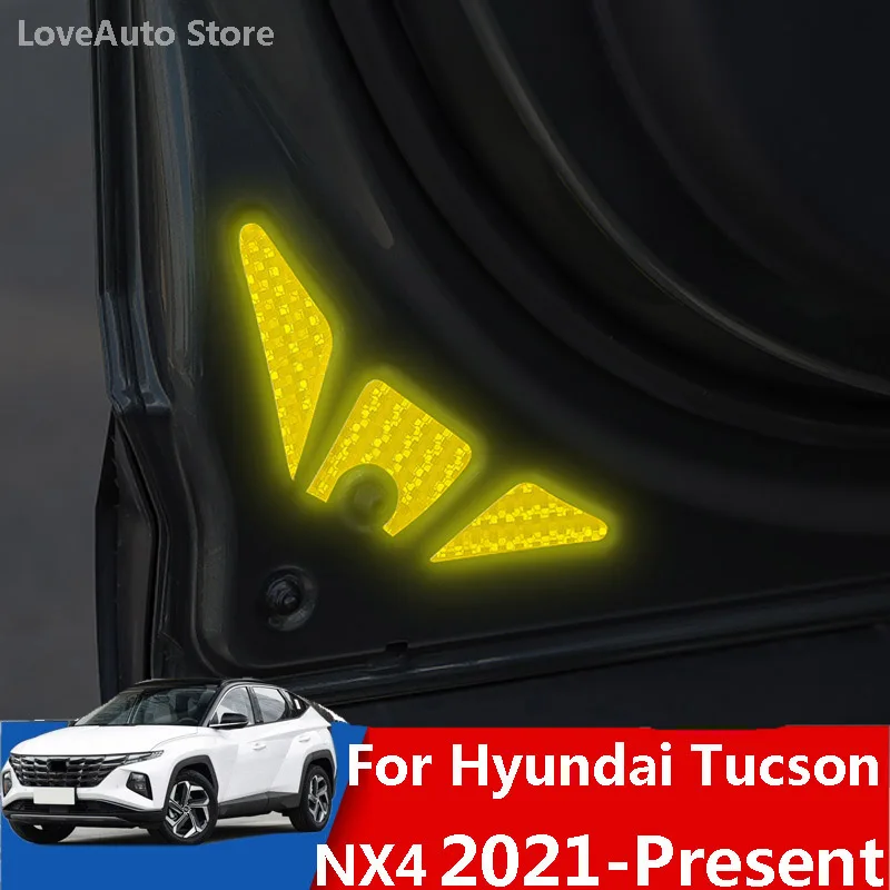 for Hyundai Tucson NX4 2021 2022 Car Headlight Wheel Eyebrow Car Door Reflective Sticker Warning Sticker Light Eyebrow Cover