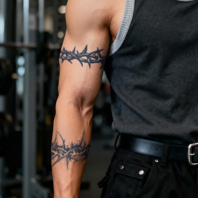 1Pc Thorn ArmBand Waterproof Temporary Tattoo Stickers, Long-lasting Waterproof for One to Two Weeks, Suitable for Arm, Leg.