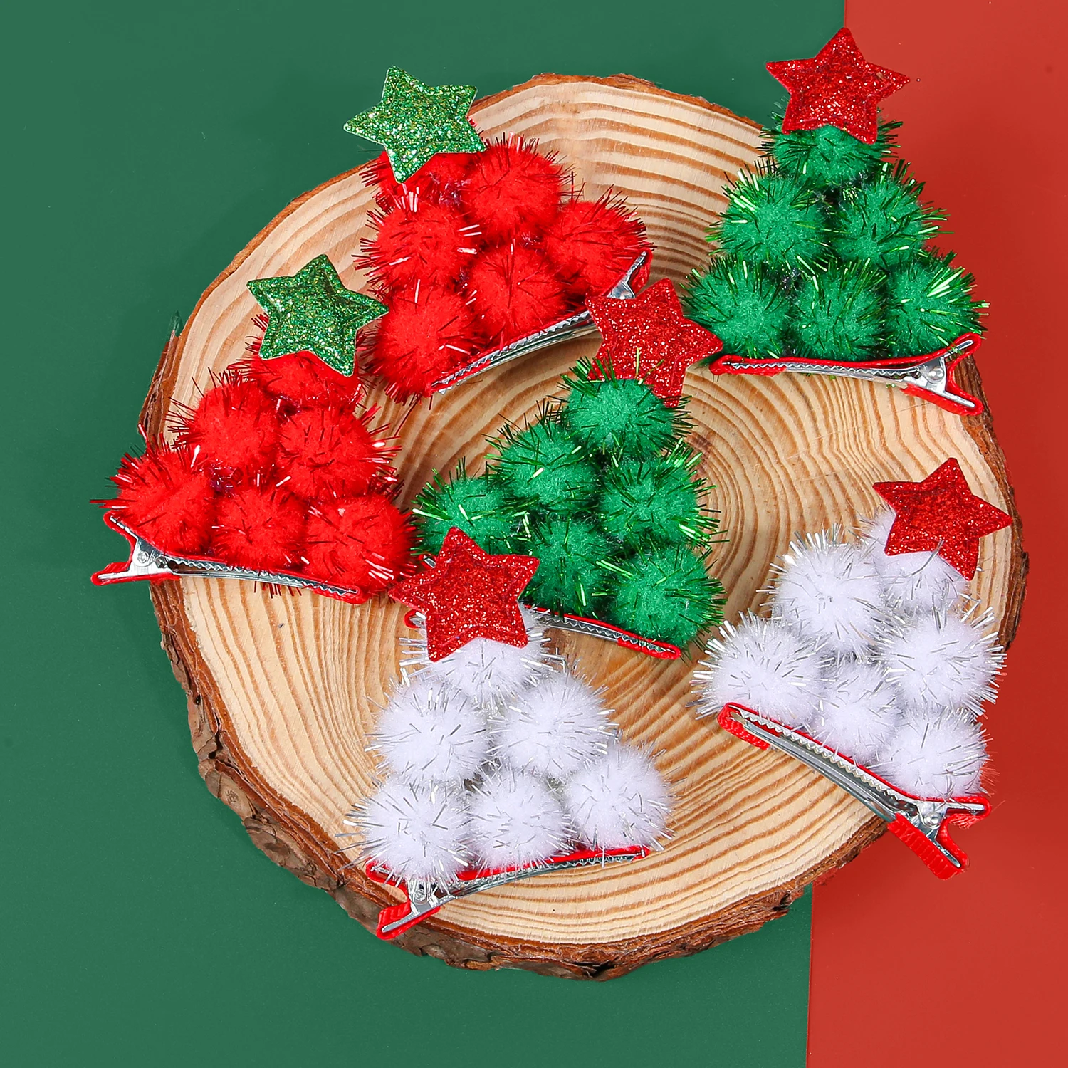 2/6PCS Weihnachtsbaum Haarspangen für Mädchen Party Haarspangen Clips Kinder Kinder Stern Haarnadeln Weihnachten Haarschmuck