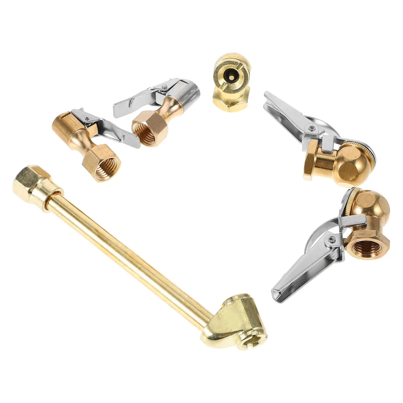 

6pcs Brass Air Chuck Set Quick Connect Air Compressor Fittings Tire Inflation Adapter Kit Multi-Use Tools Pressure Gauge