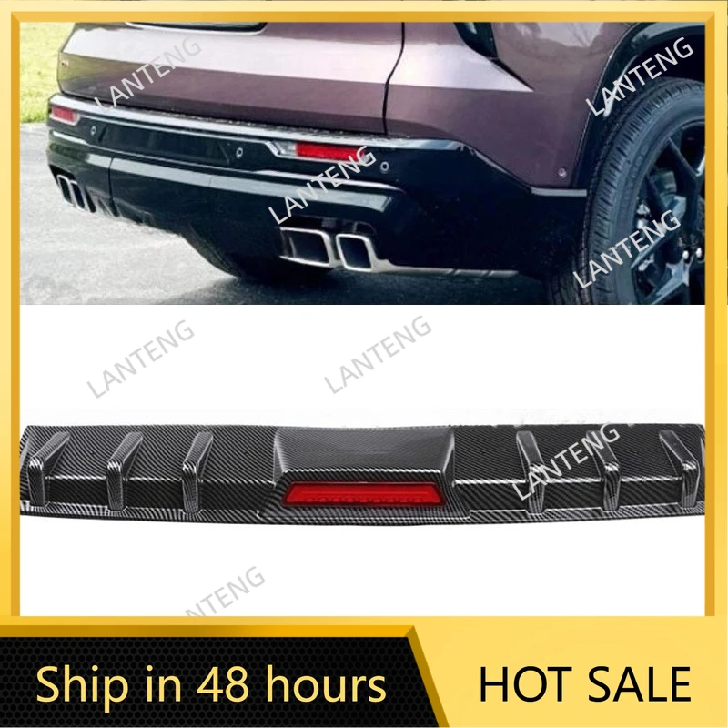Car Rear Spoiler Bumper Diffuser Lip w/ LED Tail Brake Stop Light For C-hevrolet Traverse Auto Accessories Parts Black