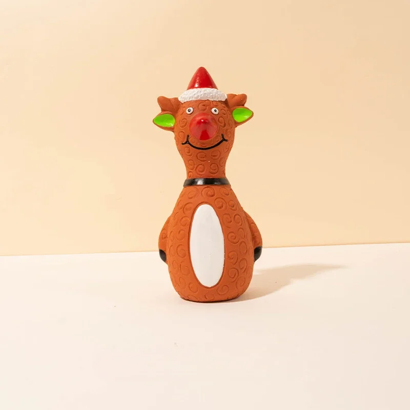 New Latex Dog Toys Christmas Gift Elk Snowman Chew Pet Rubber Vocal Toy Grinding Teeth Cleaning Small Large Dog Interactive Toy