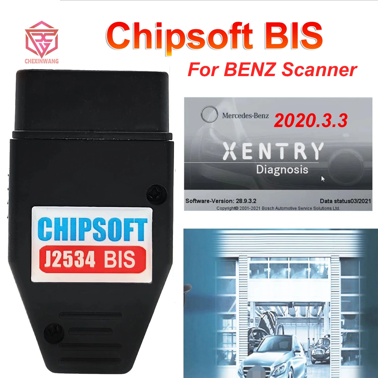 For Mercedes Benz Chipsoft J2534 BIS VCI Diagnostic Cable J2534 Adapter Passthru Scanner Simulator Mode OBD2 Car Diagnostic Tool